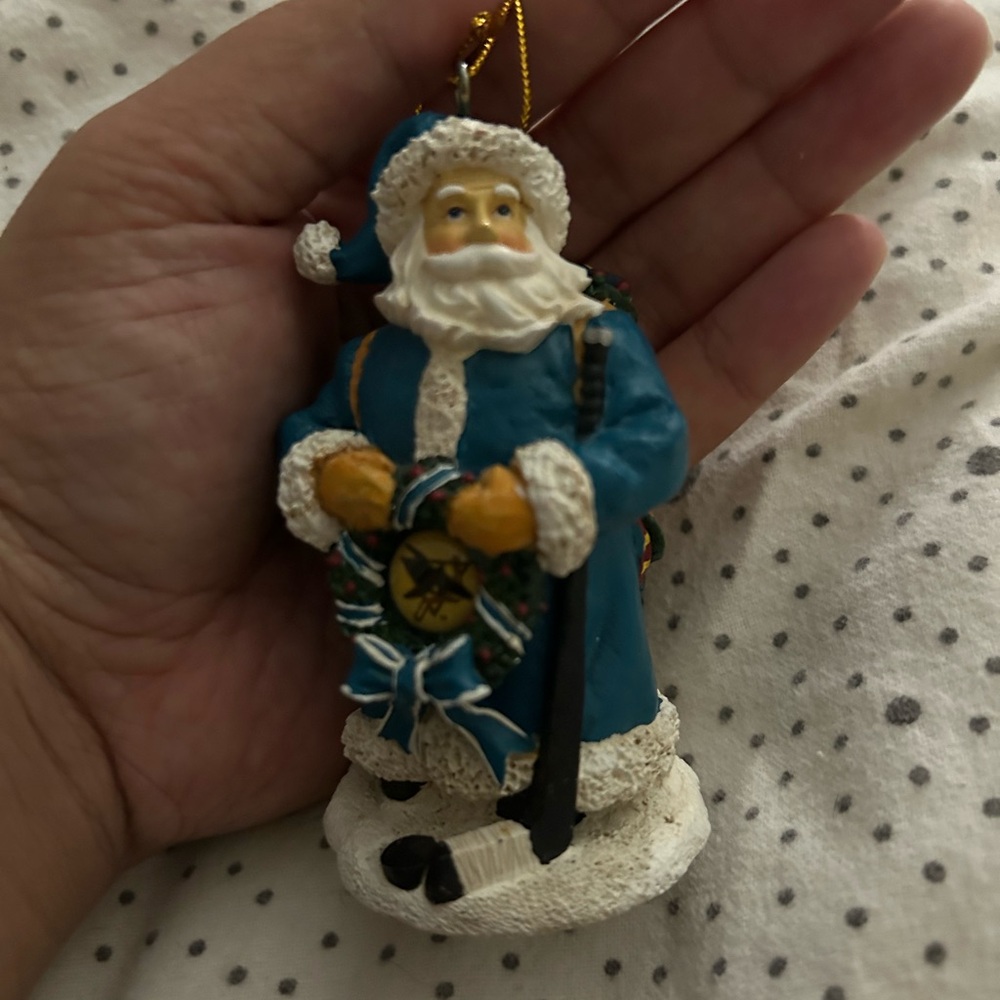 Blue Santa Claus SJ Sharks Holiday Ornament